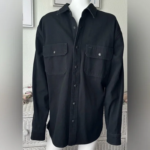 Filson Canvas Work Shirt 100% Cotton Snap Button Style 20172112 in Black Size L